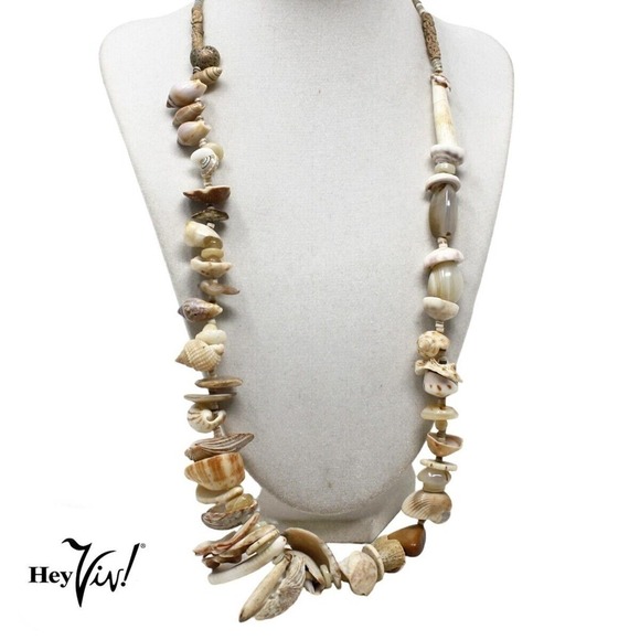 Vintage Shell and Bead Necklace Summer Beach Down the Shore Style 24" - Hey Viv - Picture 5 of 6